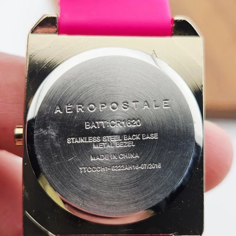 Aeropostale Women's Rectangle Dial Digital Watch Sporty Hot Pink Silicone Band
